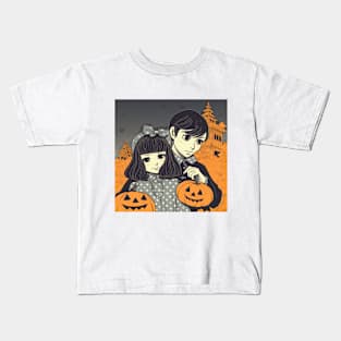 Halloween Couple with Pumpkin Kids T-Shirt